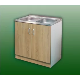   Komplett mosogató szekrény 80x50, nyílóajtós, 2med.tál, sonoma front