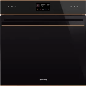   SMEG PIROLITIKUS HŐLÉGKEVERÉSES SÜTŐ, Dolce Stil Novo design, Galileo, 60 cm, ES LCD, fekete üveg, réz dísz