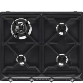   SMEG GÁZ FŐZŐLAP, Victoria design, 60 cm, 4 gázégő, fekete