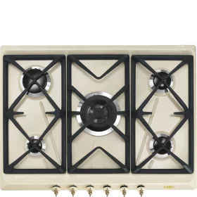   SMEG GÁZ FŐZŐLAP, Colonial design, 70 cm, 5 gázégő, bézs